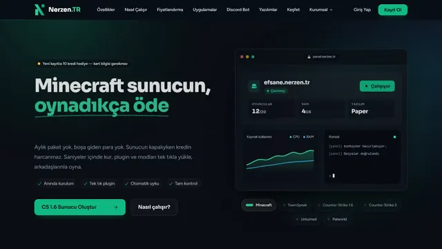 Nerzen.TR homepage screenshot