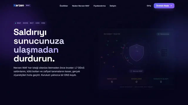 Nerzen WAF homepage screenshot